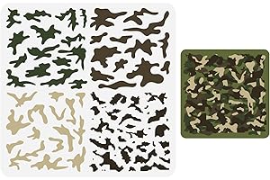 FINGERINSPIRE Camouflage Stencil 11.8x11.8inch Reusable Layered Camouflage Pattern Plastic Hollow Out Stencil for Painting on