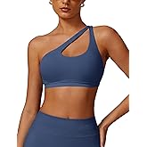 ABOIW Womens Seamless One Shoulder Sports Bra Cutout Adjustable Strap Asymmetric Padded Workout Crop Tank Tops