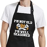 Funny Aprons for Men with Pockets, Mens Apron for Grilling Cooking Kitchen BBQ, Birthday Gifts for Husband Men Dad Father Cook Christmas Thanksgiving