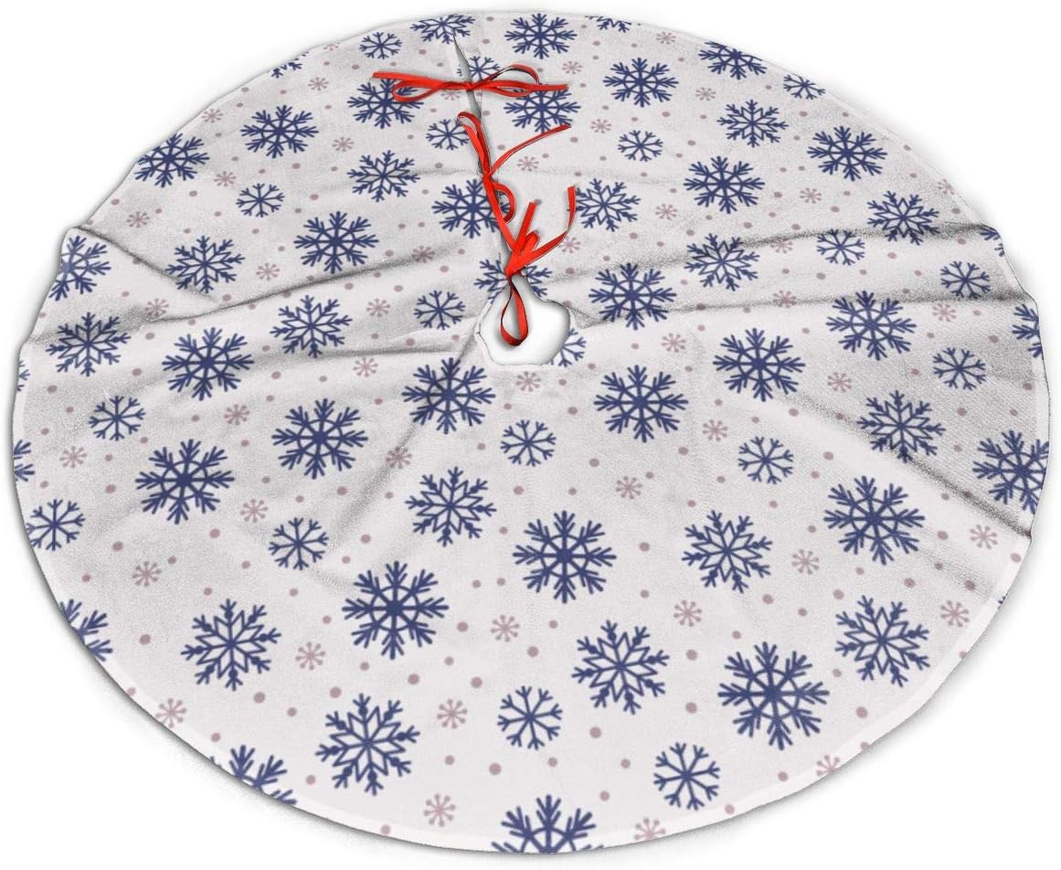 Merry Christmas Blue Snow Christmas Tree Skirt Luxury Round