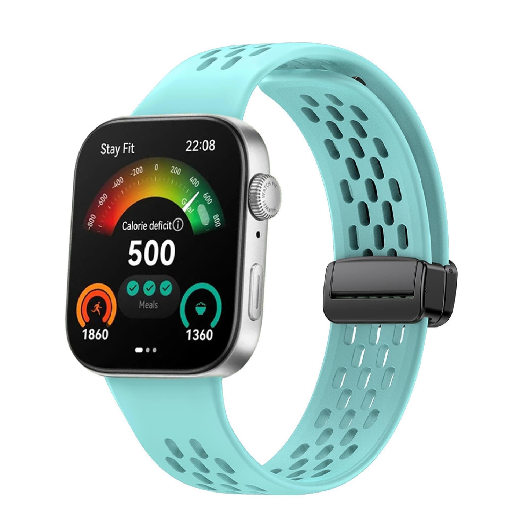 GIOPUEY Strap Compatible with Huawei Watch Fit 3/4/4 Pro, Soft silicone Watch Strap Replacement [Wear-resistant] [breathable] - teal green