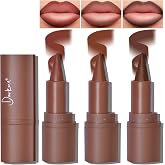 HOSAILY 3 Colors 2 in 1 Lip Liner Set, Matte Nude Dark Brown Red Lip Liner Lipstick Plumping Smooth Creamy Lip Combo, High Pigmented Long lasting Light Brown Ombre Lips Stain Pencil Effect Makeup