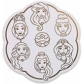 Open Road Brands Disney Princess Icons Scalloped Wood Wall Decor - Beautiful Disney Princess Wall Art for Home Decorating