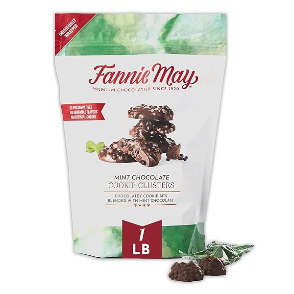 FANNIE MAY, MILK CHOCOLATE CANDY, MINT CHOCOLATE COOKIE...