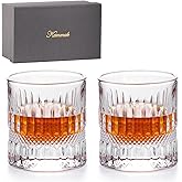 KAMMAK Whiskey Glass Set of 2, 7.05oz Old Fashioned wine Glass for Scotch, Cocktails, Rum, Vodka in Bar And Party Gifts for Men, Whisky Lovers, Wedding, Anniversary, Birthday