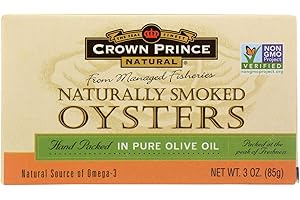 Crown Prince Oysters - Naturally Smoked in Pure Olive Oil - 3 oz - case of 18