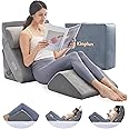Kingfun 4pcs Orthopedic Bed Wedge Pillow Set for Sleeping, Memory Foam for Sleeping,Breathable Triangle Pillow Wedge, Post Surgery Memory Foam for Back, Leg Pain Relief, Sitting