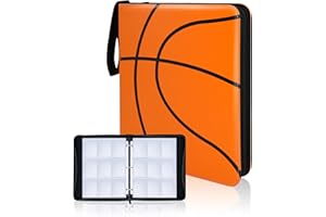 CLOVERCAT Basketball Card Binder, 9 Pocket Zipper Sports card binder, 720 Double Sided Pocket Waterproof Album, Basketball Cards Display Holder, Expandable, For Gaming Cards, Yugioh, MTG and Other TCG (Orange)