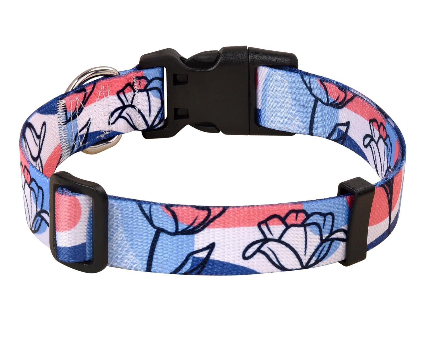MarukoPet Dog Collar, Adjustable for Small Medium Large Dogs Puppy, Cute Design with Bohemia Floral Tribal Geometric Patterns Boys Girls Dog Collar(Rose Line-M)