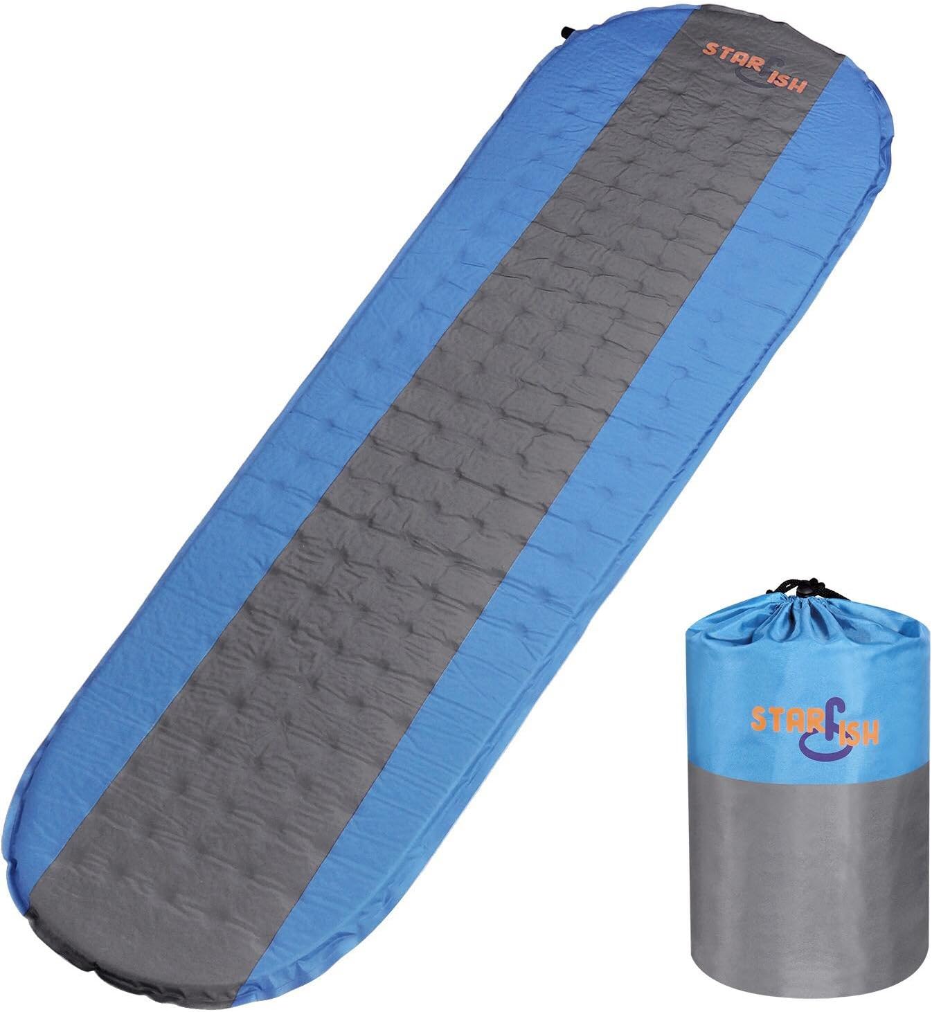 STARFISH Camping Sleeping Bag Pad Lightweight Hiking Backpacking Self Inflating Comfortable Ultralight Compact Durable Mattress for Outdoor Traveling Sleep Rest Insulated Support Mummy Bag Bed