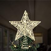 Toyvian Christmas Tree Topper Star,Christmas Decorations Lighted Wire Xmas Tree Star for Christmas Tree Ornament (12 Inch,Golden)
