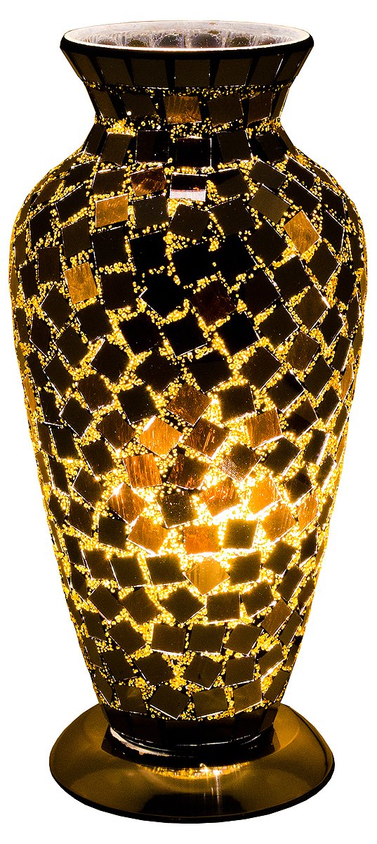 Febland Black Tile Mosaic Glass Vase Lamp
