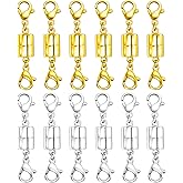 Qulltk Double Lobster Clasp Magnetic Necklace Clasps and Closures 14K Gold and Silver Magnetic Jewelry Clasps Converters for Bracelet Necklaces Extender