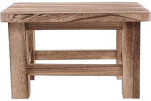 NUOBESTY Solid Wood Small Step Stool for Shoes Changing with Wide Seat Compact Rustic Wooden Chair for Office
