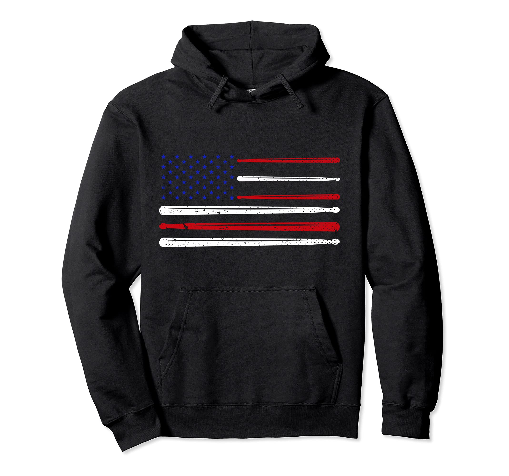 American Pride Drummer Musician Drumsticks USA Flag Drums Pullover Hoodie