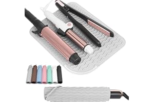 WRORUNER Larger Size Silicone Heat Resistant Mat for Curling Irons, Flat Irons, Hair Straightener and Other Hair Styling Tools, Portable Hot Tools Pad Cover for Travel Vanity Salon(12.0" x 9.0")