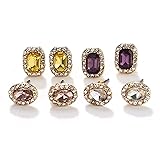 4 Pair/Set Women Bohemia Earrings Retro Pink Purple