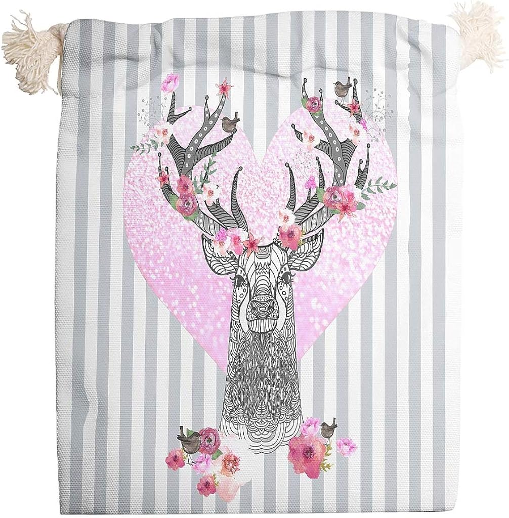 QXGIAO Life Christmas Canvas Bags Reusable Goody & Treat Bags for Parties 6 Count