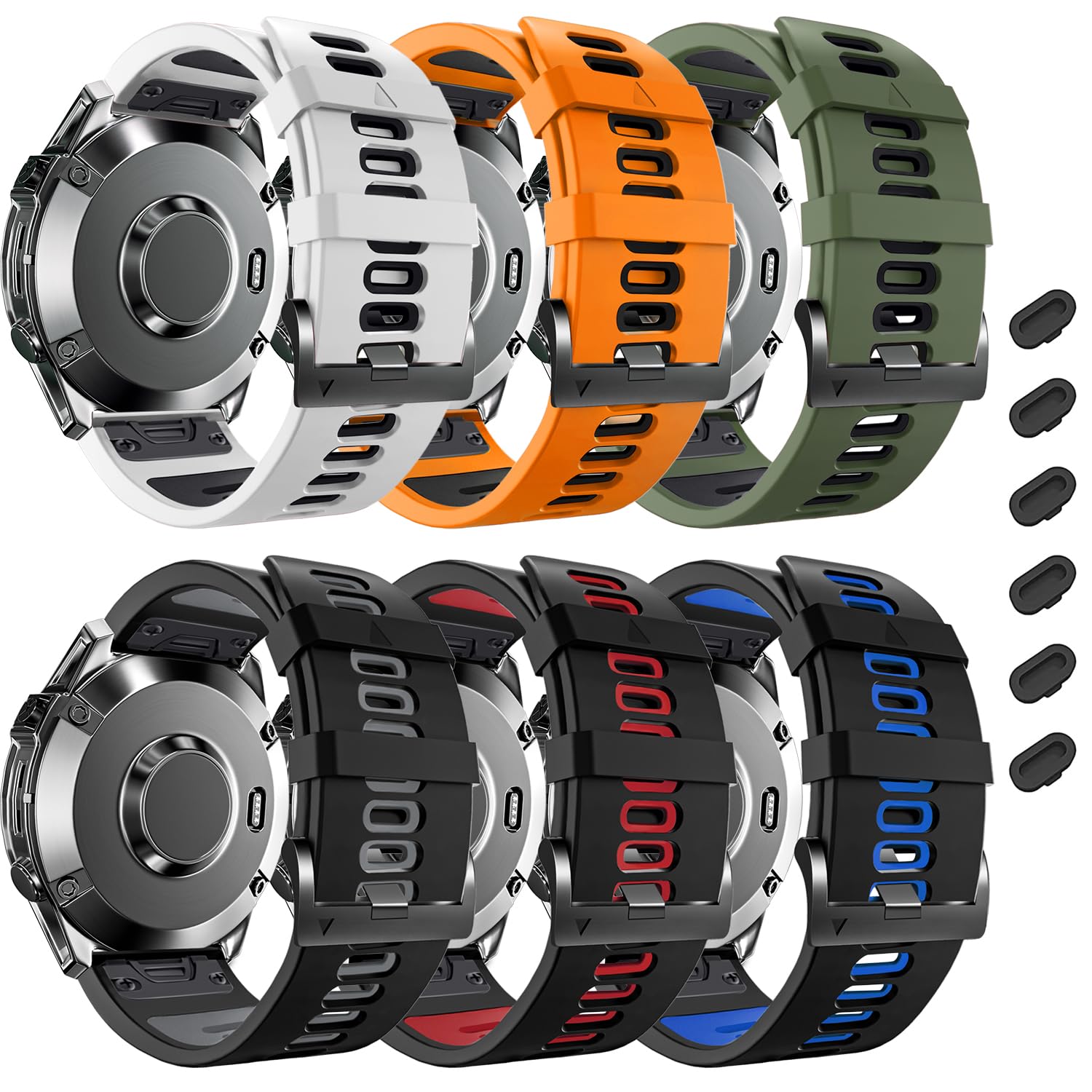 ZPJPPLX 26mm Easy Fit Watch bands For tactix 8 Fenix 8 51mm 7X Pro 6X 5X,Soft Silicone Sport Straps Compatible for Garmin Tactix7/Fenix 6X Pro/Fenix 5X Plus/Enduro3 2/Descent Mk2i/3i Epix Pro 51mm