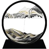 Moving Sand Art: 3D Sand Picture Moving Sand Art Liquid Motion Hourglass Deep Sea Sandscape Flow Sand Painting Sandalier,Office Desk Decor Desk Toys (7'', Black)