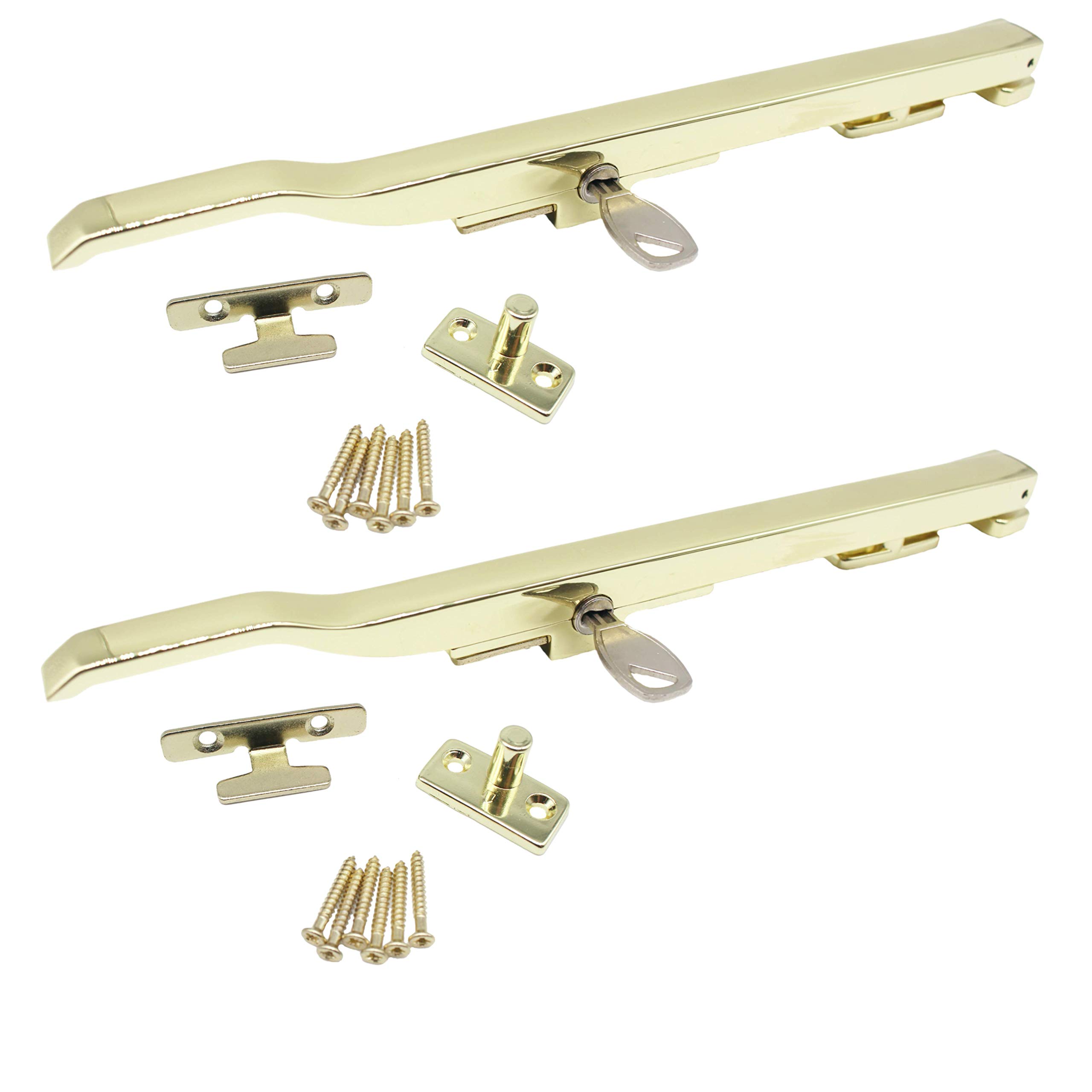 Window Stay Arm Locking Handle Brass Effect - Pack of 2