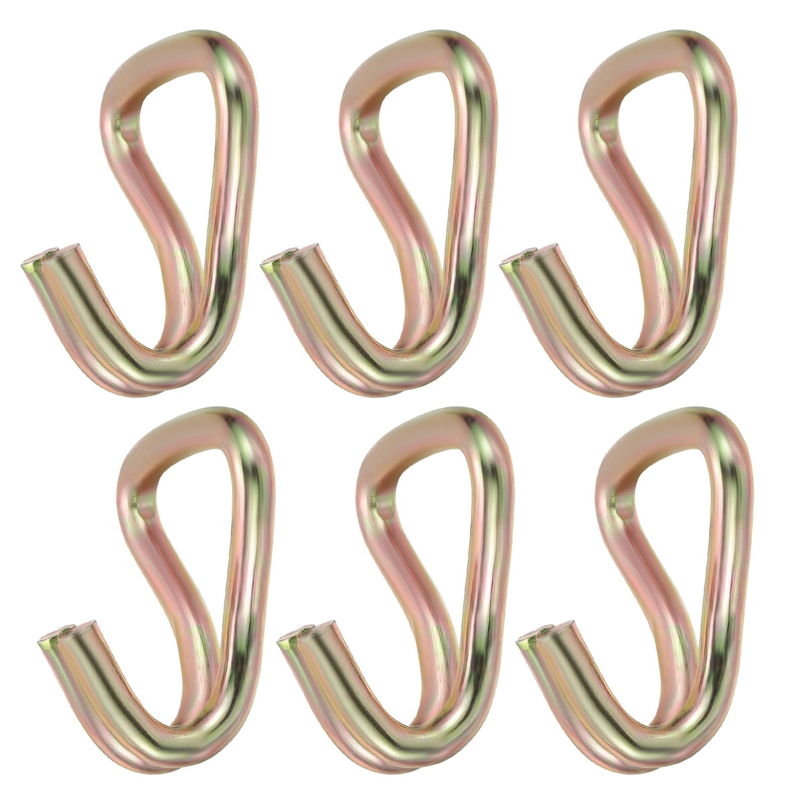 PATIKIL 6 Pack Ratchet Double J Hook Load 7716 LBS for 9.5mm Tie Down Strap Webbing on Car Truck Trailers Towing Strap, Gold
