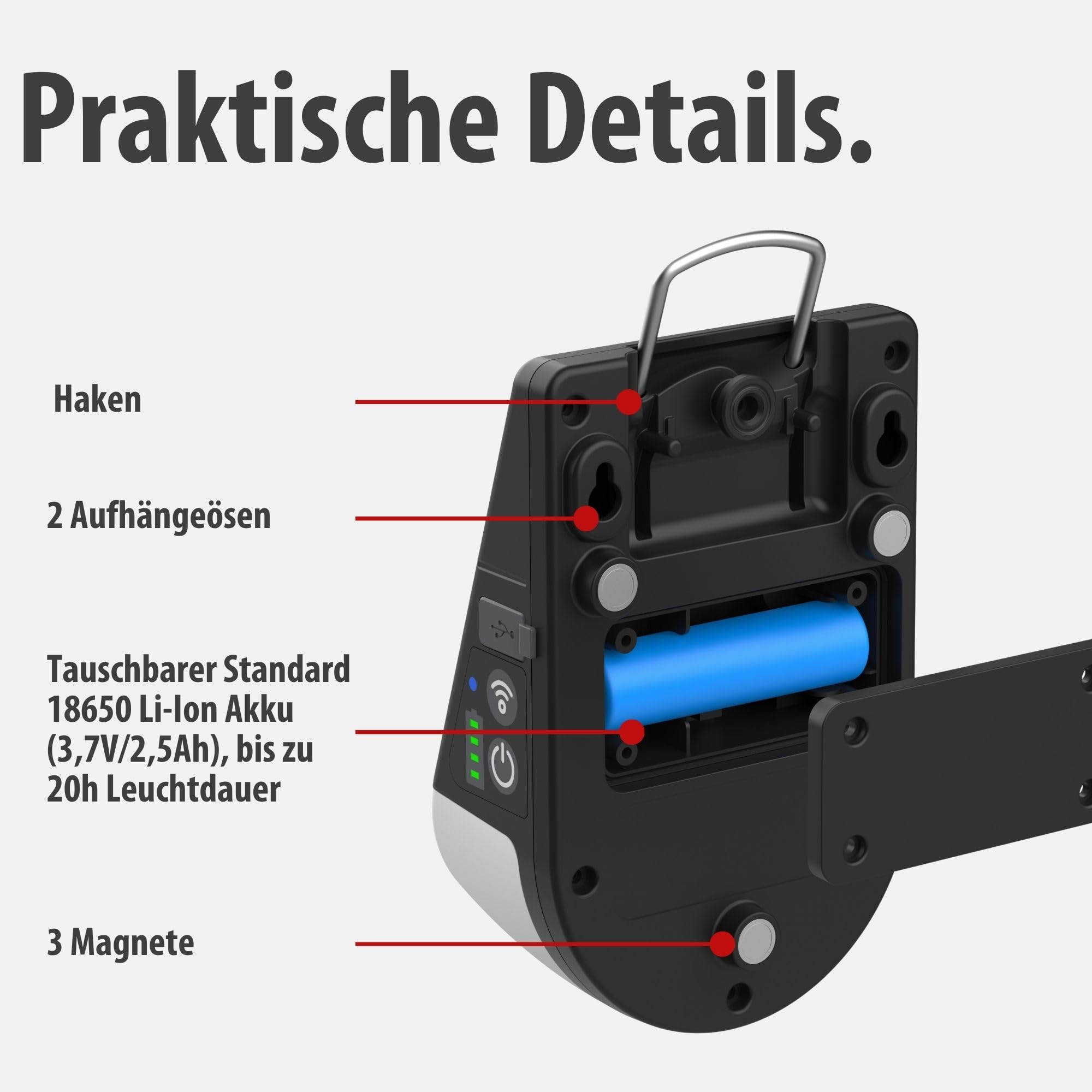Brennenstuhl Akku Solar LED Outdoor Lampe KL 300 AS (250lm, Wandleuchte mit Bewegungsmelder, IP54, 3 Leuchtstufen, max. 20h Leuchtdauer, Adapter für Kederschiene an z.B. einem Wohnwagen) 5