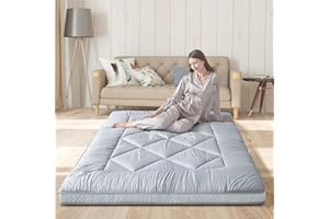 Heimorn Japanese Floor Mattress Futon Mattress, Thicken Sleeping Mattress Foldable & Portable Roll up Camping Mattress, Gray Twin