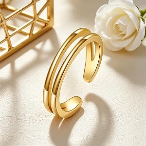 Women’s 18K Gold Plated Toe Ring Adjustable Open Band Toe Ring Simple Summer Beach Foot Toe Accessory