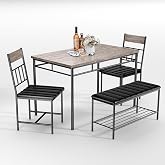 4-Piece Dining Table Set, Kitchen Table Chairs Set of 4, Dining Room Set | Kitchen Table with Upholstered Bench and 2 Chairs for Small Space, Apartment
