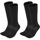 aomagic Merino Wool Toe Socks for Men and Women Hiking Crew Sock Cushion Boot Socks with Toes