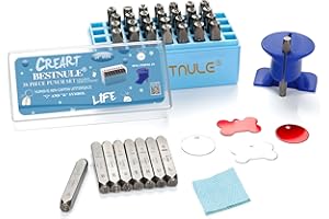 BESTNULE Metal Stamping Kit, Number and Letter Stamp Set (A-Z, 0-9 and &, Love Symbol), Industrial Grade Hardened Carbon Steel, Perfect for Imprinting Metal, Wood, Plastic, Leather (1/4", 6MM)