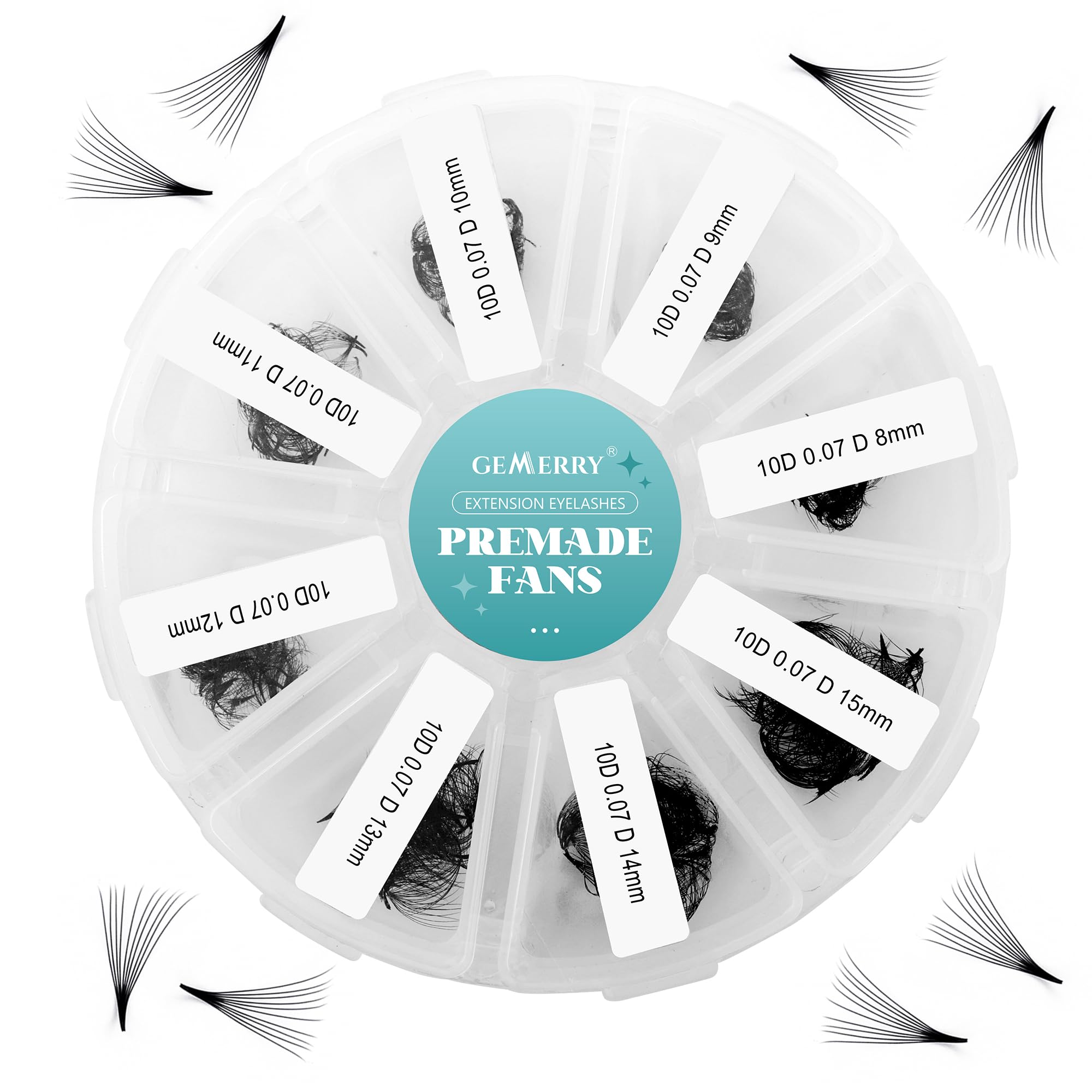 500PCS Premade Fans 10D Loose Pre Made Fan Eyelash Extensions D Curl 8-15mm Mixed Pre Made Fans Handmade Eyelash Extensions Premade Russian Lash Fans Pointy Base GEMERRY Lashes(10D-D-8-15mix)