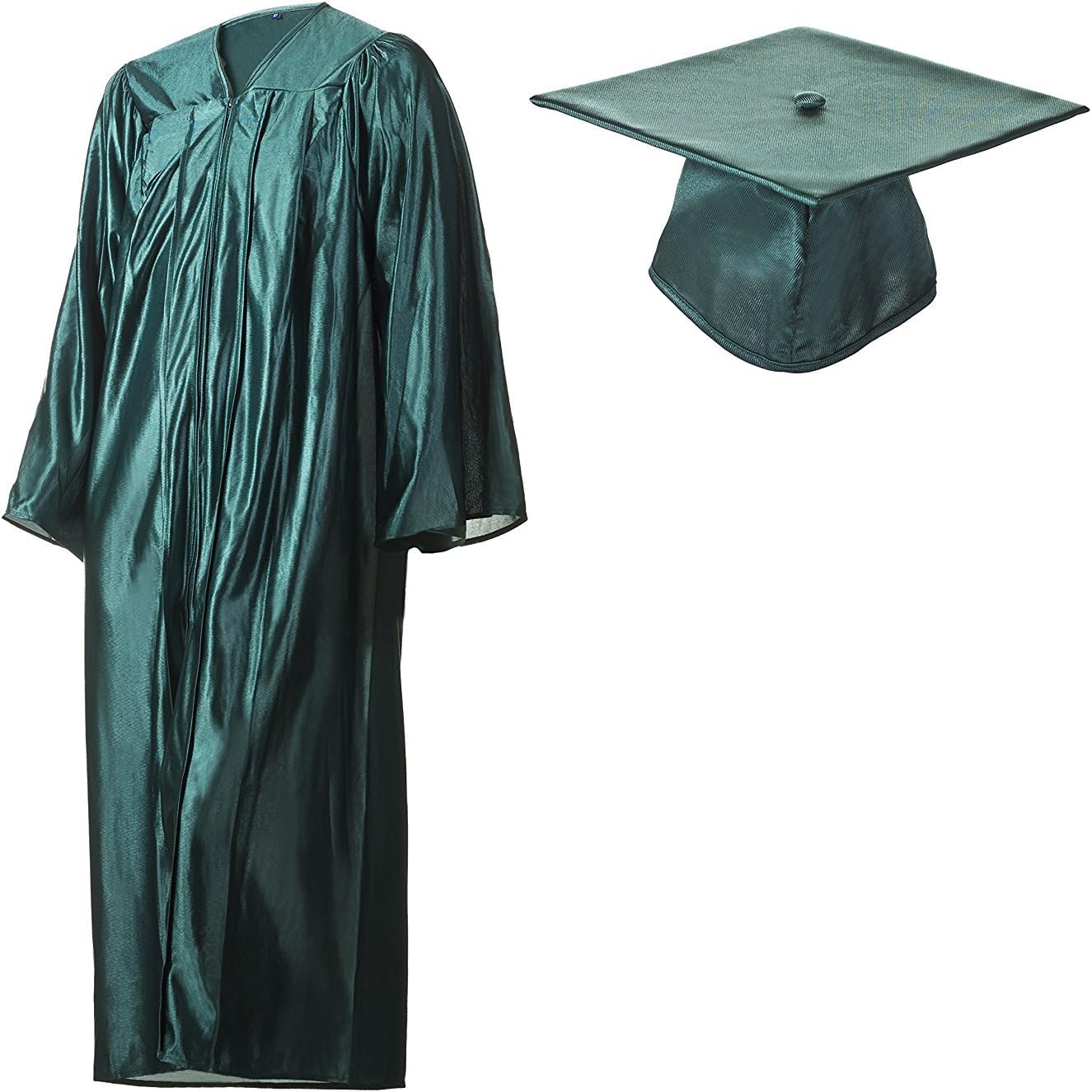 Graduation Cap and Gown Set Shiny Forest Green in Multiple Sizes