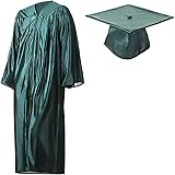 Graduation Cap and Gown Set Shiny Forest Green in Multiple Sizes