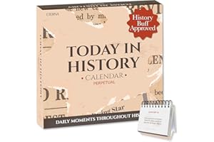 ETERNA GOODS Today in History Perpetual Calendar | Daily World History Facts Desktop Calendar, This Day In Amazing History Trivia Facts & Achievements | History Buff Gift Page A Day Box Calendar with Historical Info For Every Day of The Year