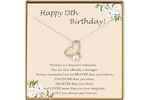 TZPI Sterling Silver Pearl Necklaces for Women, Gold/Silver Heart Necklaces for Girls, 10 13 16 21 30 40 50 60 Years old Birthday Wedding Jewelry Gifts, Single Pearl Simple Tiny Small Faux Pearl Necklaces