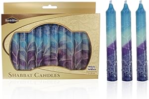 Majestic Giftware/Safed Candles 12-Pack Shabbat Candles - (SC-SHSF-B) | 5 Inch Dripless Handcrafted Traditional Shabbos Candles | Fits Standard Candle Holders (Fantasy Blue)
