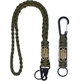 Tragdro Heavy Duty Braided Paracord Lanyard Keychain with USA Flag, Parachute Rope Necklace Keychains, Braided Strong Lanyard