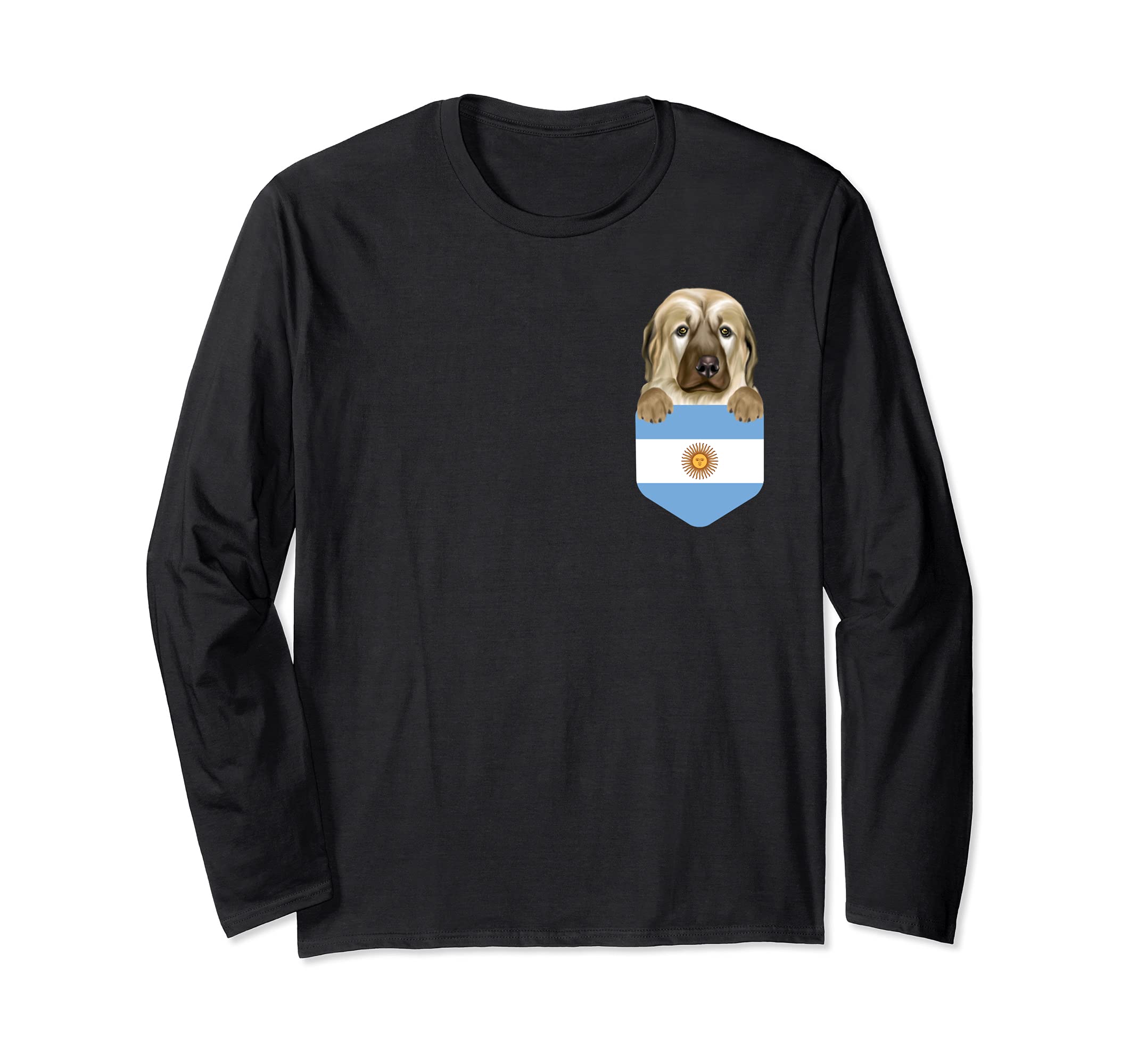 Argentina Flag Anatolian Shepherd Dog Dog In Pocket Long Sleeve T-Shirt