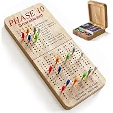 Score Board for Phase 10, Quailty Hardwood Scoreboard Party Family Night | Score-keeping feature, Hold 2 decks of cards, Up to 6 players, Portable build, Premium quailty