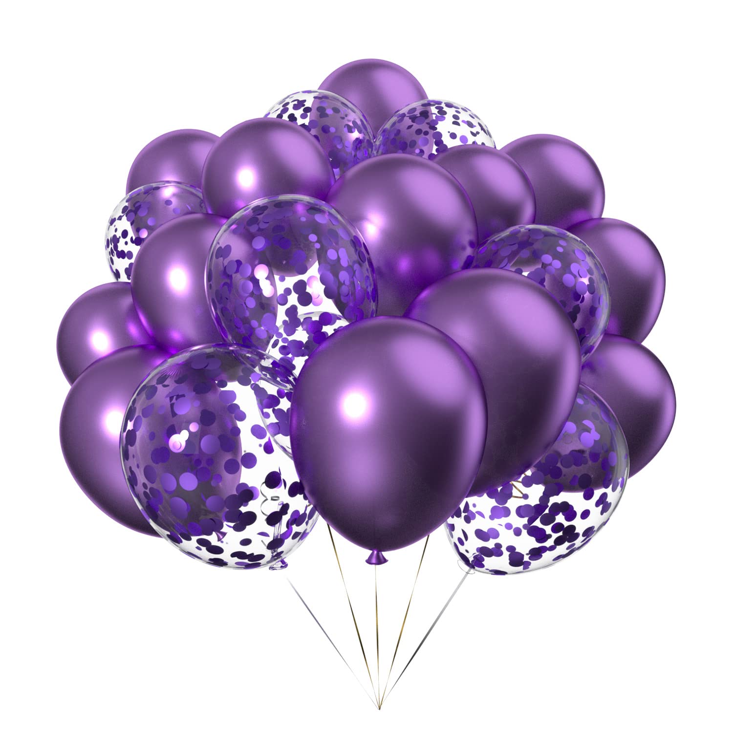 50pcs Purple Metallic Confetti Balloons 12 inch Helium Chrome Balloons for Parties Decoration