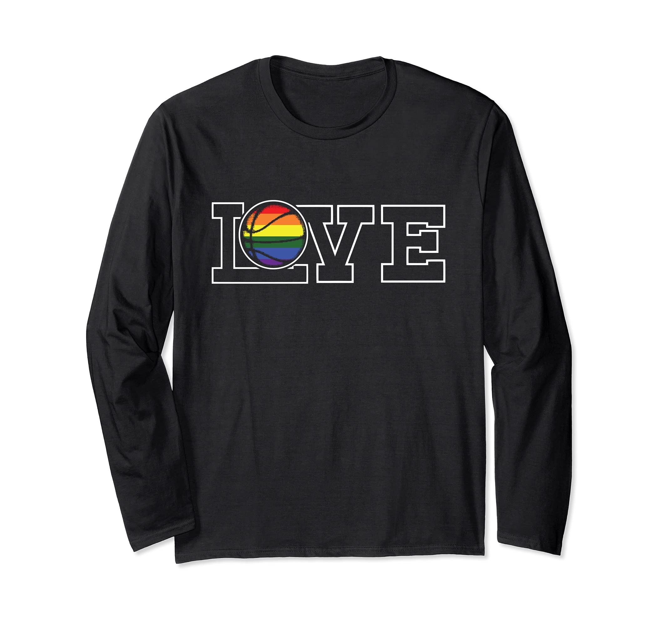 Love Basketball LGBT-Q Gay Pride Rainbow Flag Sport Fan Ally Long Sleeve T-Shirt