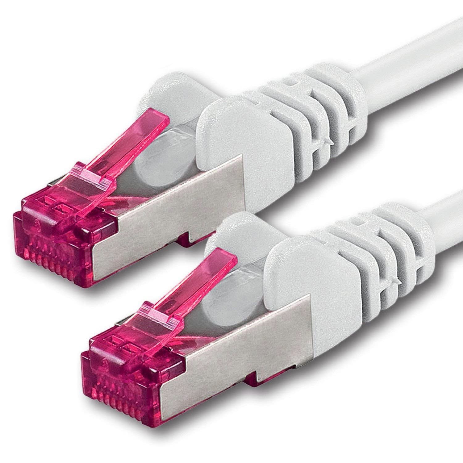 1aTTack.de 3.0 m - white - 1 piece - network cable CAT6a (10Gb/s) S-FTP CAT 6a Lankacable - GHMT certified PIMF 500 MHz Cat5 Cat5e Cat6 Cat6a Cat7 for switch, router, modem, Internet