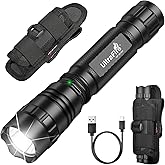 ULTRAFIRE Tactical Flashlight with Holster for Duty Belt, 1000 High Lumen Police Flashlight with Belt Holster, Rechargeable L