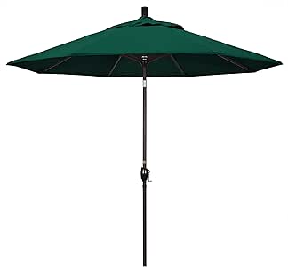Amazon Com California Umbrella Gspt908117 5446 9 Round Aluminum Market Crank Lift Push Button Tilt Bronze Pole Sunbrella Forest Green Patio Umbrella 9 Feet Patio Umbrellas Garden Outdoor
