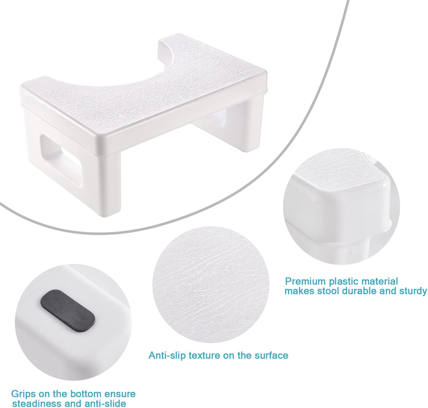 AmazerBath 7 Inch Plastic Toilet Stool Detachable Toilet Potty Stool Premium Poop Stool for Bathroom, Men, Women - White: Health & Personal Care