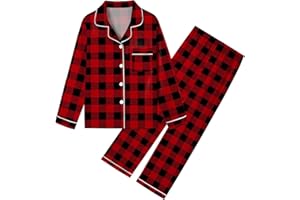 Umeyda Girls & Womens Satin Pajamas Set, 2 Pieces Silky Pjs Long Sleeve + Pants Sleepwear for Mom Kids and Boys