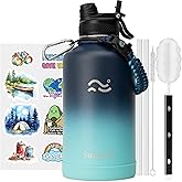 Swigina [2-IN-1 LID] 64 oz Insulated Water Bottle with Silicone Boot (48hrs Cold/24hrs Hot) - DIY Stickers, Leakproof, BPA Free, Half Gallon