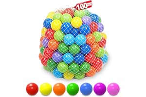 KIDDEY Ball Pit Balls for Baby | 100 Pc Plastic Play Balls | Bright Vibrant Colors for Baby Kid and Toddlers, for Ball Pit, Play Tent | Bounce House and Playpen